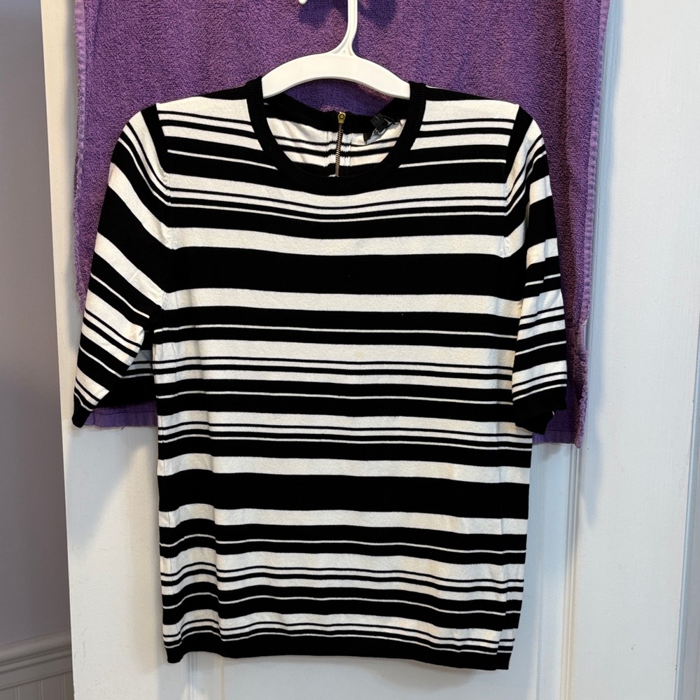 NWT Premise Black and White Striped Short Sleeve Top